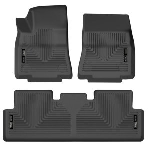 Tesla Model Y Floor Liners - Front + Rear - Husky Liners - WeatherBeater Series - Black - `20-`22 Tesla Model Y Floor Liners - Front + Rear - Husky Liners - WeatherBeater Series - Black - `20-`22